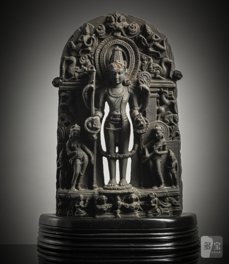 A PHYLLITE STONE STELE DEPICTING VISHNU